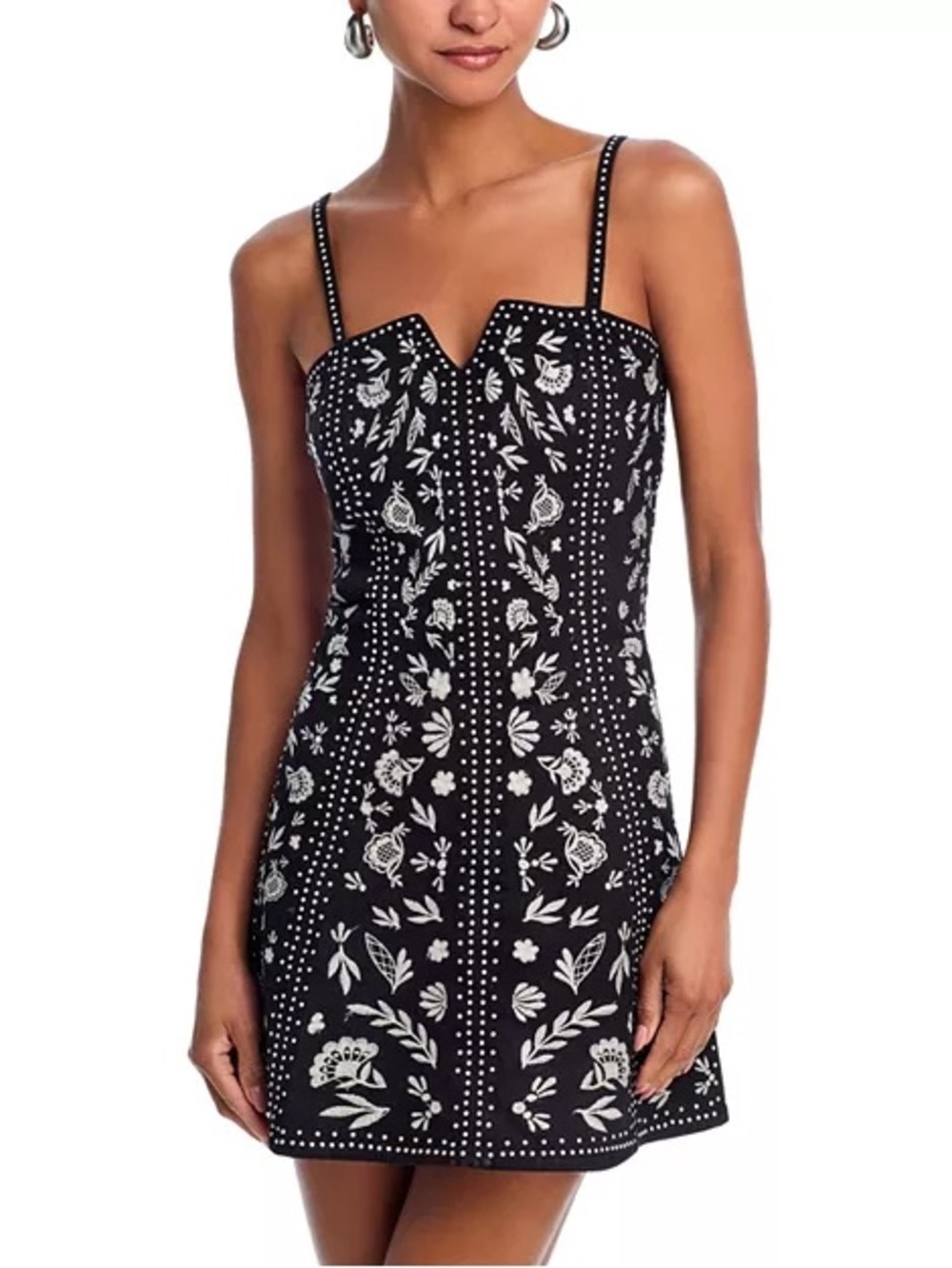 AQUA x Ava Phillippe
Embroidery Stud Mini Dress